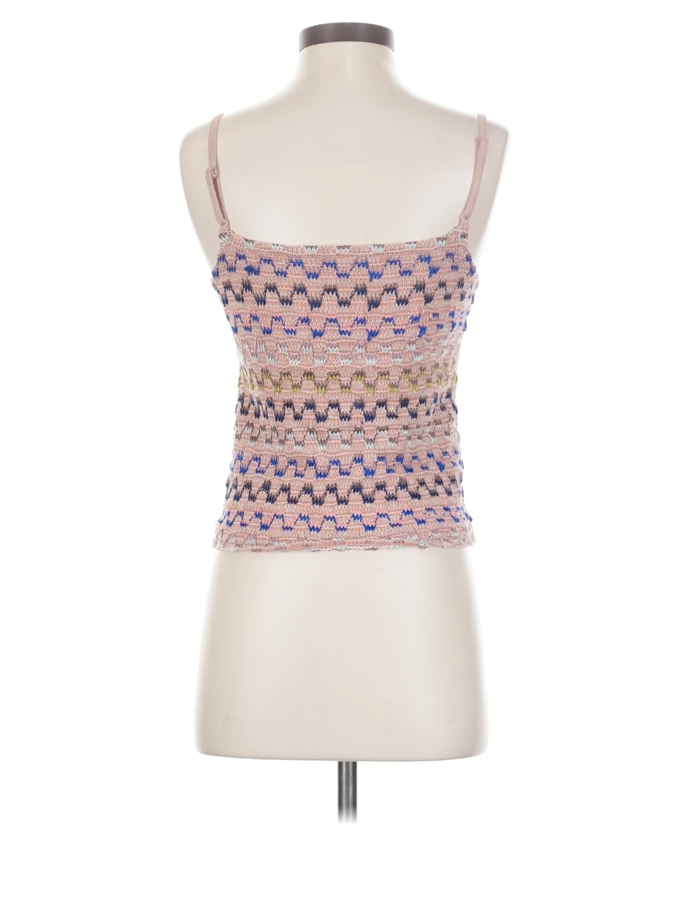 FREE PEOPLE Knit Crochet Tank Top in Blush with Multicolor Accents - Picture 4 of 4